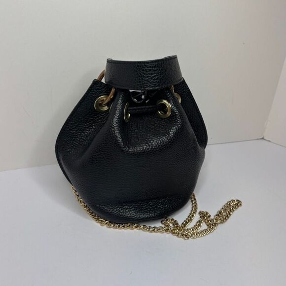 Anna Paola Pebbled Leather Drawstring Bucket Bag Top Handle Crossbody Italy - Picture 5 of 7